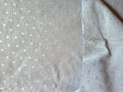 SILVER METALLIC STARS ON BLUE  MARCUS BROS  COTTON  BLEND FABRIC  26X44 INCHES - Image 1 of 2