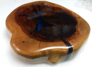 Unique Cheese/Food Serving Plate - Apple tree live edge Hardwood + Epoxy resin - Picture 1 of 12