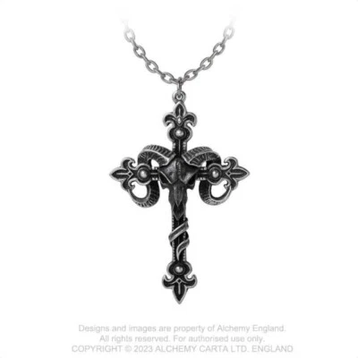Baphomet Kreuz Anhänger Amulett Luzifer Gothic Magie Cross ALCHEMY P952 - Bild 1 von 2