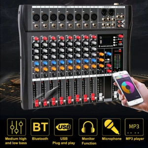 8 Channel Professional USB Bluetooth Mini Studio Audio Mixing Console Music DJ - Picture 1 of 14