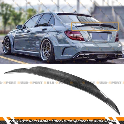 V2 PSM CARBON FIBER TRUNK SPOILER FOR 2008-2014 MERCEDES BENZ W204 C250 C300 C63 - Image 1 of 4