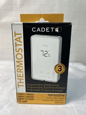 Cadet TEP362DW EnergySaving Double Pole Programmable Thermostat,15A,120/208/208V - Image 1 of 4