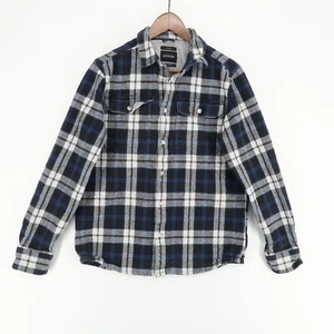 Prana Wedgemont Flannel Shirt Mens Medium Slim Fit Blue Plaid Chest Pockets - Picture 1 of 9