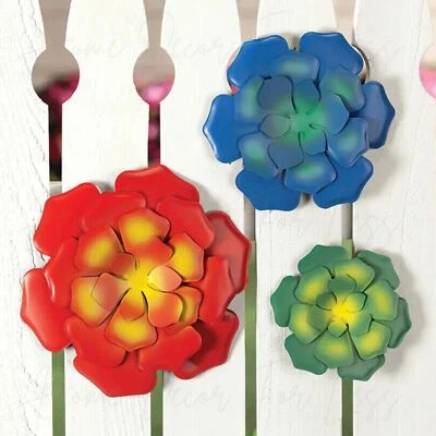 Juego de 3 Suculentas Flores 3D Metal Arte de Pared Colgante Valla Patio Jardín Decoración Foto 1 de 4
