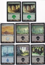 MTG - Mirrodin FOIL Basic Lands - 4x Swamp, 2x Forest, 1x Plains, 1x Island