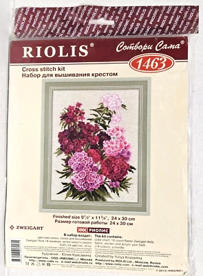 Riolis - SWEET WILLIAM - Garden Flowers Floral Counted Cross Stitch Kit 1463 NEW - Image 1 of 4