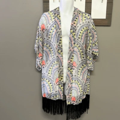 Kimono abierto geométrico transparente Steven Madden o encubrimiento con colores neón - sistema operativo (más) Foto 1 de 4