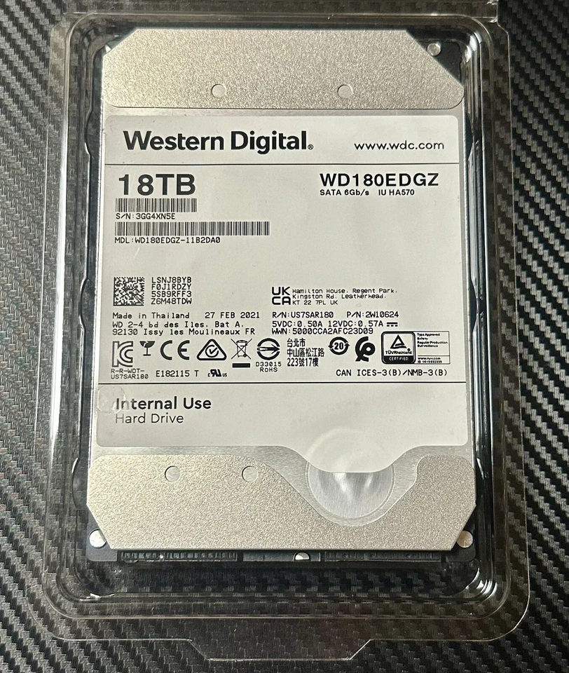 Western Digital WD 18TB SATA 3.5” Internal HDD WD180EDGZ - Image 1 of 1