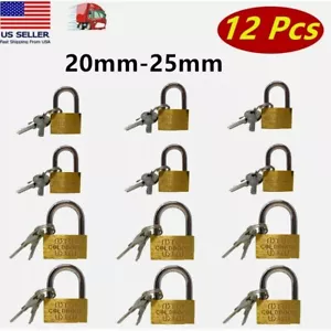 12 Pcs Small Metal Padlock 20mm- 25mm Mini Brass Lock With Different Keys - Picture 1 of 5