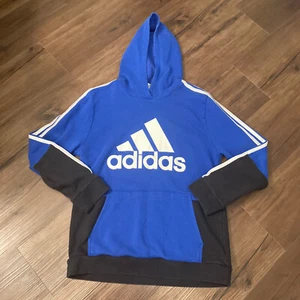 Adidas Hoodie Youth Blue Pullover Three Stripes Sweatshirt Boys XL Extra Large - Picture 1 of 13