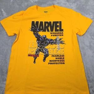 MARVEL Black Panther Wakanda Forever T'Challa Yellow RARE Mad Engine T-Shirt L - Picture 1 of 6