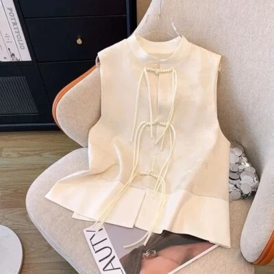 Women's Retro Chinese Style Ethnic Vest Tang Style Qipao Loose Top Cardigan - Image 1 of 4