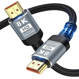 Câble 8K compatible HDMI 2,1 48 Gbit/s cordon tressé haute vitesse-4K@120Hz 8K@60Hz