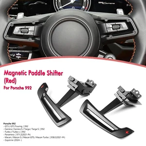 Steering Magnetic Paddle Shifter For Porsche 992 GT3 Carrera Turbo Black Red B - Picture 1 of 13