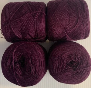 Crystal lace yarn. Col- 23. Eggplant Acryli/Rayon 900 yards per ball.1 lot of 4. - Picture 1 of 5