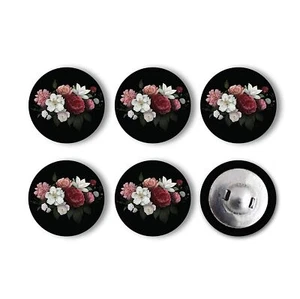 Floral Printed Fabric Sewing Buttons For Clothes Set Of 6 - Picture 1 of 5