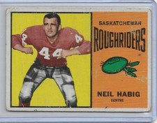 Neil Habig Saskatchewan Roughriders 1964 Topps CFL Football Card #62