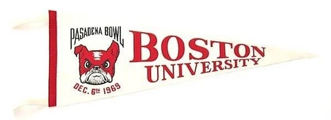 Football Felt Pennant Boston University NCAA Vintage 1969 Pasadena Bowl Bull Dog Cover