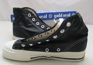Vtg Gold Seal Goodyear Rubber Co Boys BB Black Nylon Hi Cut Top 4 NOS USA - Picture 1 of 8