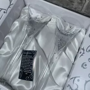 Flautas de champán Tallulah para novia y novio sopladas a mano pintadas copa de boda regalo - Imagen 1 de 7