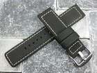 22mm PVC Composite Rubber Band Black Diver Watch Strap Kevlar for Maratac White