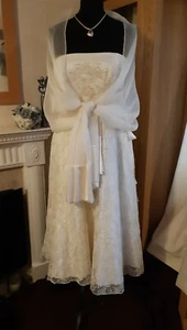 Stunning Ivory Tea Length Wedding Dress & Wrap Monsoon Size. 12 more like 8/10 - Picture 1 of 12