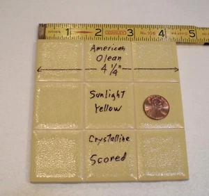 1 pc. Yellow: Scored in 9ths, 4-1/4" Crystalline Ceramic Tile: American Co. - Picture 1 of 11