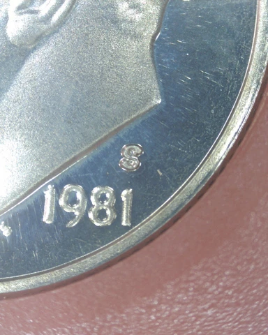 1981-S Type 2-flat "S" Proof Roosevelt dime Cover
