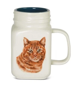 Orange Cat 21 Oz. Ceramic Mug Mason Jar - All You Need Is Love - Picture 1 of 2