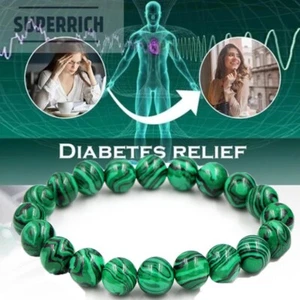 Pulsera de malaquita de 8 mm para mujer hombre pulsera con cuentas de piedra joyería de la suerte - Imagen 1 de 6