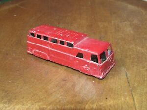 Vintage Midgetoy Red Metal Die Cast Toy Bus, Rockford, IL, 3 1/2 Inch