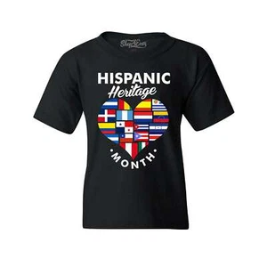 Hispanic Heritage Month Flag Heart Youth's T-Shirt Hispanic Shirts - Picture 1 of 5
