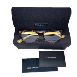 DOLCE & GABBANA DG 3249 2956 HAVANA GOLD AUTHENTIC FRAMES EYEGLASSES CAT EYE NEW - Picture 1 of 10