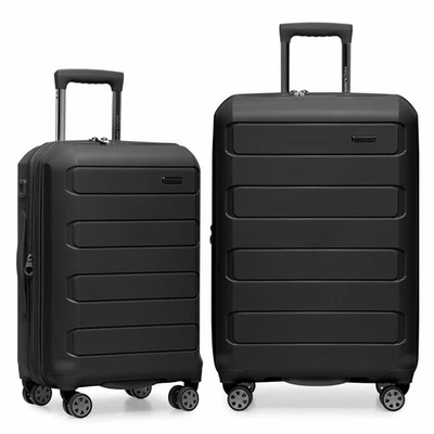 Pagosa Indestructible Hardshell Expandable Spinner Luggage, Black, 2 Piece Set - Image 1 of 4