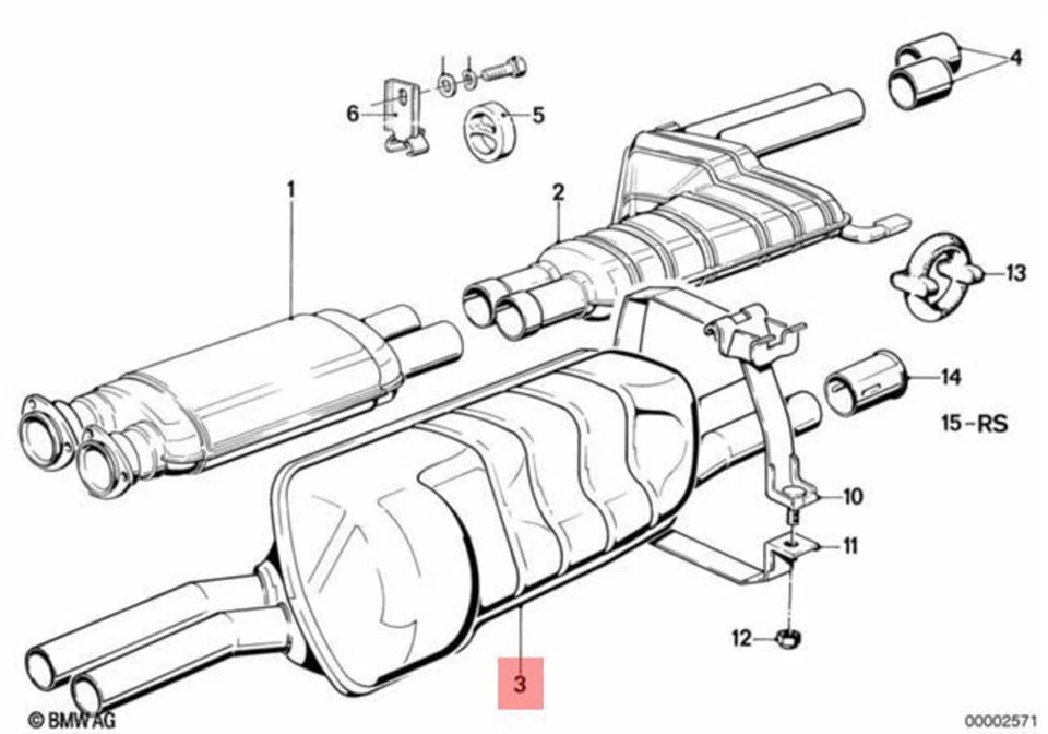 Silenciador trasero genuino BMW E24 E28 535i 635CSi M535i cupé sedán 18121176338 Foto 1 de 1