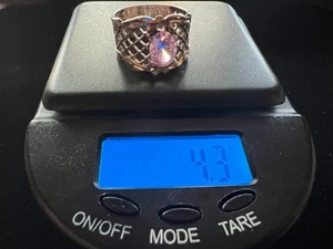 Vintage Korbgeflecht Stil rosa \ hellvioletter Stein Sterlingsilber Ringgröße 8 - Bild 1 von 11