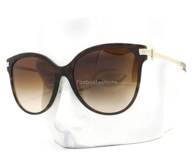 Tiffany Sunglasses TF 4193BF 8134/3B Polished Brown Havana Pale Gold with Case - Image 1 of 4