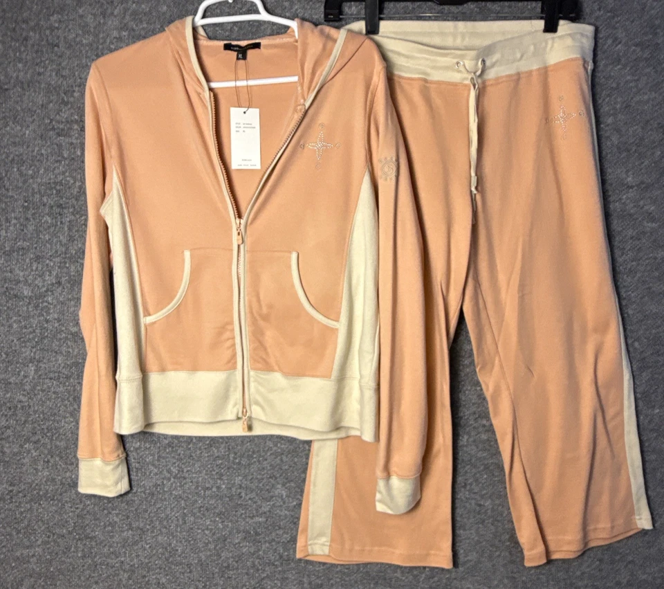 BCBG Athleisure XL 码杏/石头运动服全新带标签 100% 棉 — 第 1/4 张图片