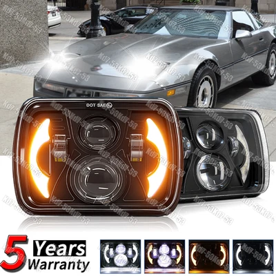 Par de faros LED de 7x6" 5x7" para Chevy Corvette 1984-1996 haz sellado alto nuevo Foto 1 de 4