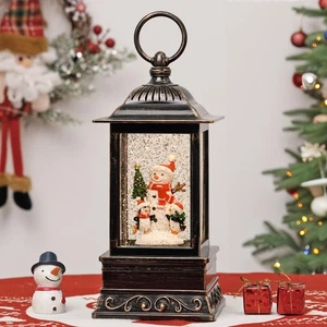 Christmas Snow Globe Decorations, Musical Glitter Snowman Lantern with 6H Tim... - Foto 1 di 6