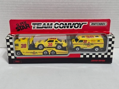 MICHAEL WALTRIP #30 PENNZOIL TEAM CONVOY MATCHBOX TRUCK CAR VAN LE 1992 DIECAST - Image 1 of 4