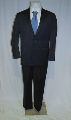 Brooks Brothers 1818 Madison Estrato Navy Blue Stripe USA Two Button Suit 41R - Image 1 of 4