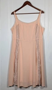 Torrid Georgette Knee Length Dress Peach Sleeveless Size 18 Lace Shift Fairy - Picture 1 of 4