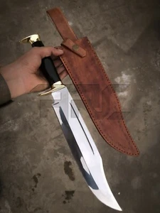 HANDMADE 18'' BIG CROCODILE DUNDEE BOWIE KNIFE D2 CARBON STEEL HUNTING OUTDOOR - Picture 1 of 7