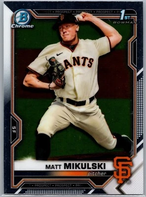 2021 Bowman Draft Chrome 1st Bowman Matt Mikulski #BDC-179 San Francisco Giants - Image 1 of 2
