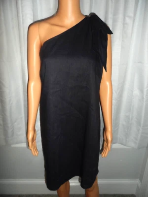 Beautiful Antonio Melani size 10 black linen blend one bow shoulder dress NWT - Image 1 of 4