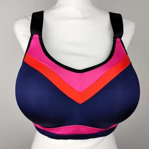 NWOT Lane Bryant LIVI Women's Underwire Sport Bra 44DDD Navy Blue Pink Orange - Picture 1 of 16