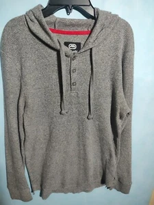 Ecko Unltd. Long Sleeve Hoodie Mens Size S Large Gray Henley Shirt - Picture 1 of 8