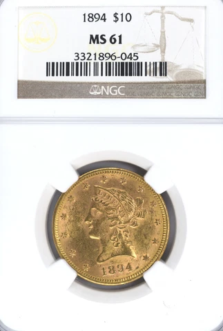 1894 $10 MS61 NGC Cover