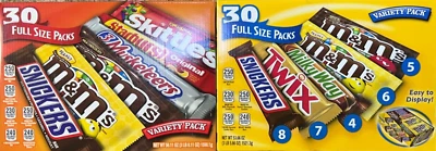 Paquete Variedad 30 Mars + 30 M&M Tamaño Completo, Vía Láctea, Snickers, Skittles, Twix Foto 1 de 2